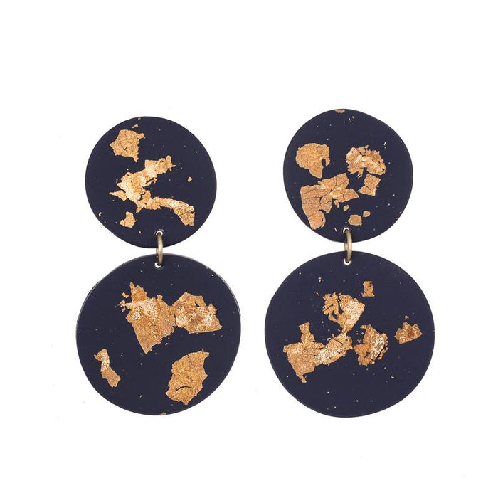 Geometric Soft Earrings Gold Foil, Hand-made Soft Clay Earrings, Clay Earthen Jewelry, Earrings