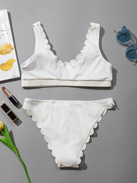 Laser Flower Fashion Split Tight Height Elastic Bikini