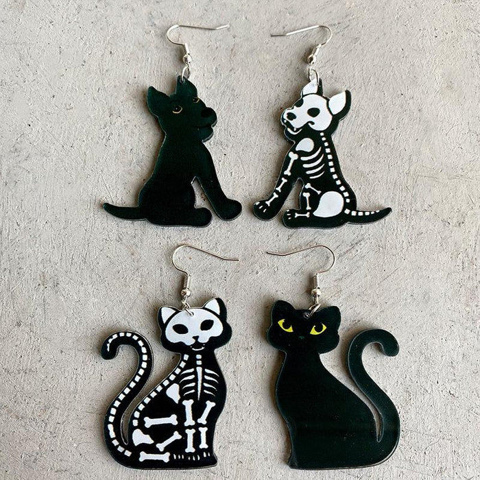 Interesting Acrylic Asymmetric Creative Cat Dog Earrings