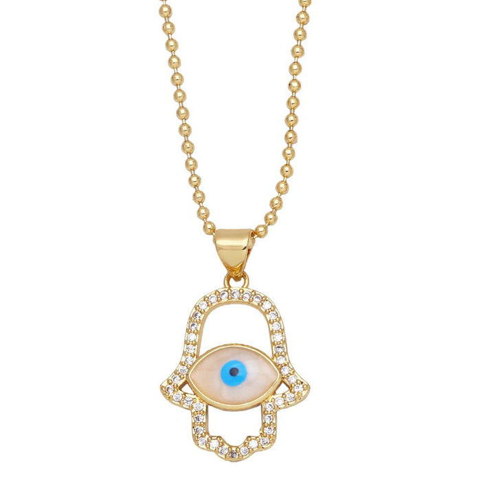 Advanced Geometric Love Diamond Inlaid Devil's Eye Necklace