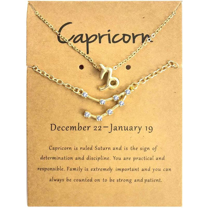 Twelve Constellations Necklace Diamond Bracelet Card Set