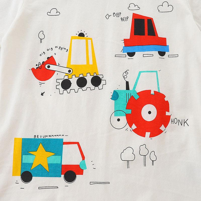 Knitted cotton cartoon round neck baby T-shirt