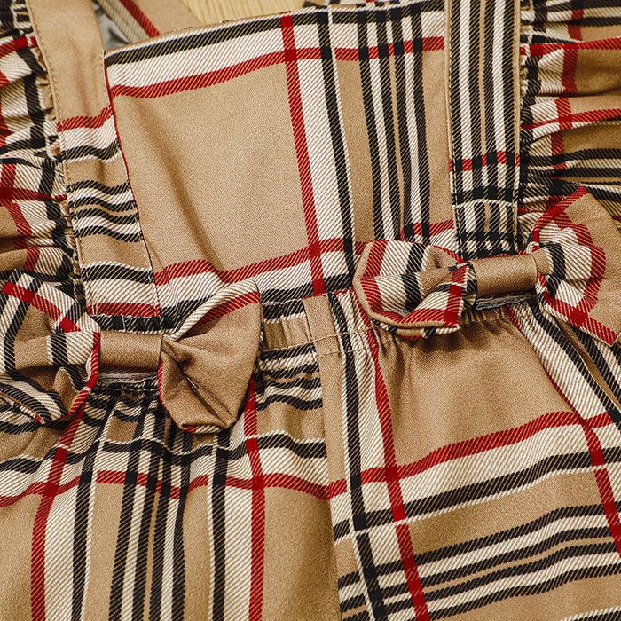 Baby Summer Plaid Headband Jumpsuit Set