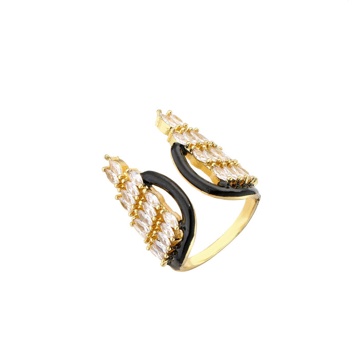 Micro Zircon Inlaid Color Oil Dripping Wing Ring