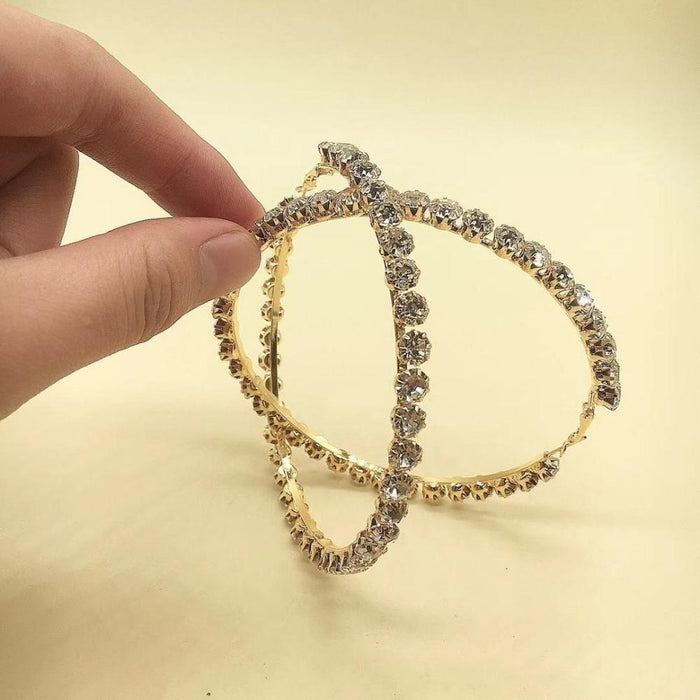 Rhinestone Women Big Round Earrings