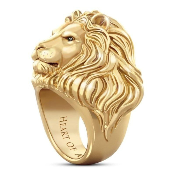 Exaggerated Pop Lion Heart Men's Ring