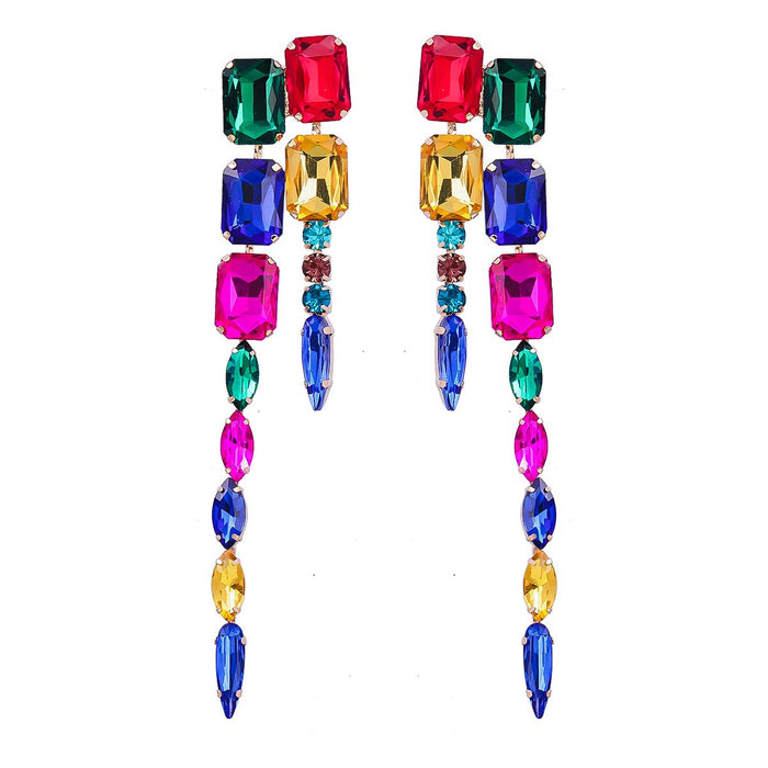 Women's Fashion Pendant Multicolor Rhinestone Earrings