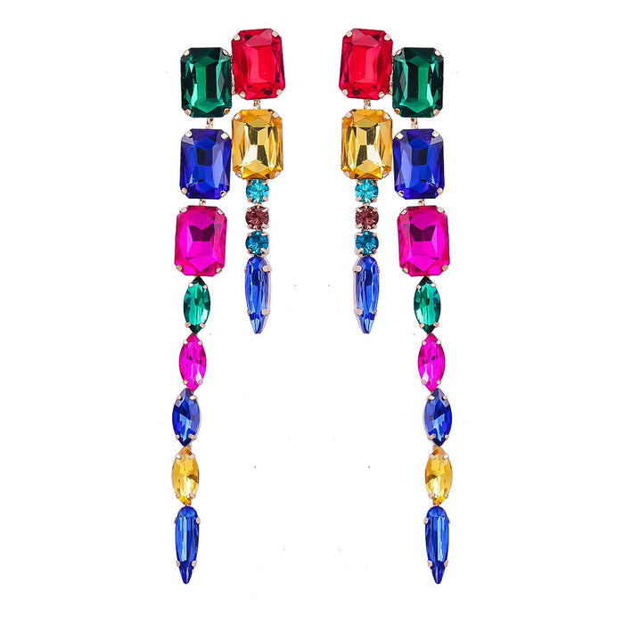 Women's Fashion Pendant Multicolor Rhinestone Earrings