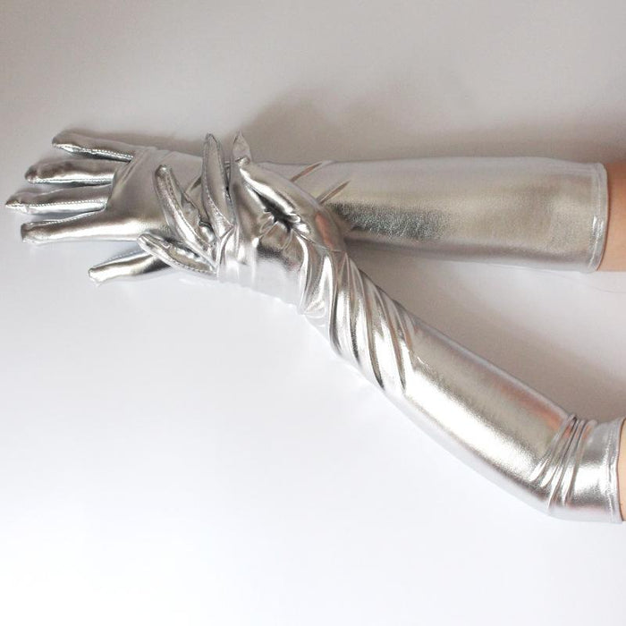 Long Patent Leather Gloves Sexy Coated Gloves