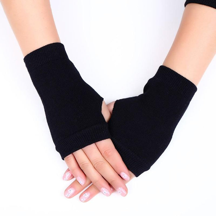 Half Finger Gloves for Women Winter Soft Warm Wool Knitting Arm Gloves