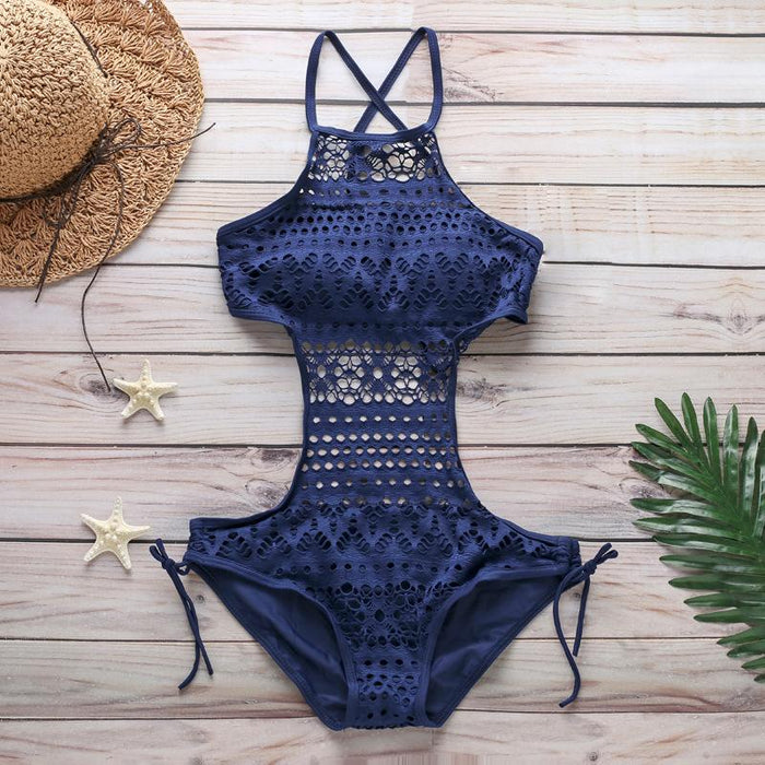 Sexy Lace Cut-out One-piece Bikini Swimsuit