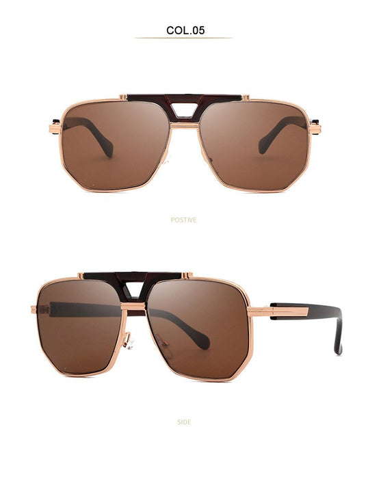 Men's and women's metal double beam Sunglasses
