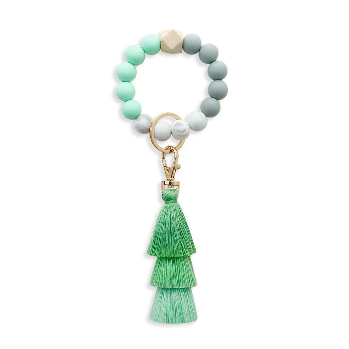 New Tassel Wood Bead Bracelet Silicone Bracelet Key Chain