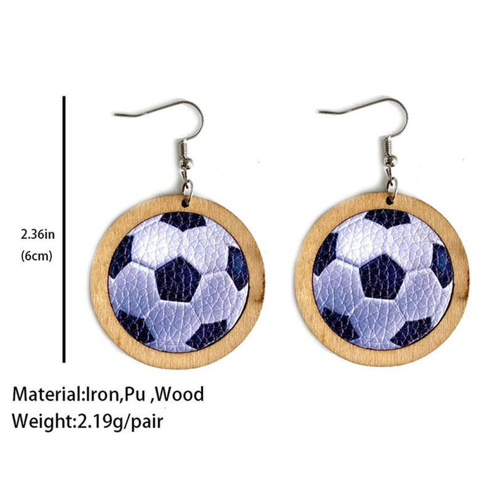 Fashion Personality Baseball Volleyball Leather Wooden Women Earrings