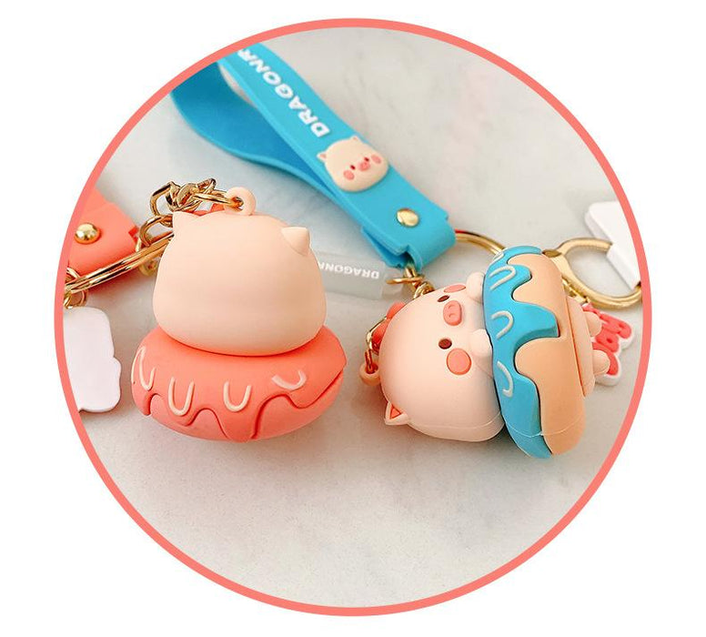 Cartoon Cute Pig Silicone Keychain