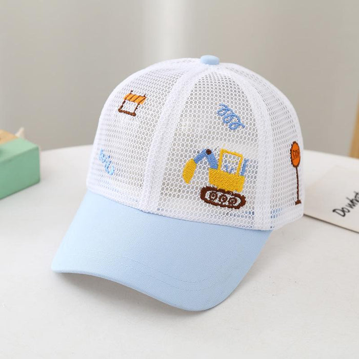 Children's Summer Cartoon Small Excavator Sunshade Net Cap