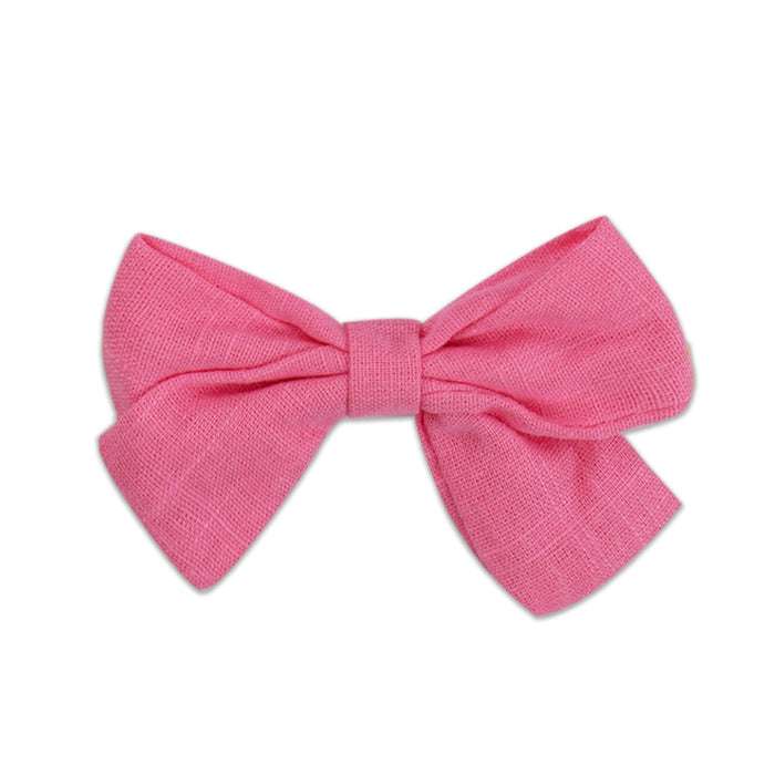 Slub cotton and linen bow hairpin