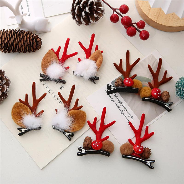 Christmas Antler Hairpin Elk Ear Bell Clip Cute Headwear