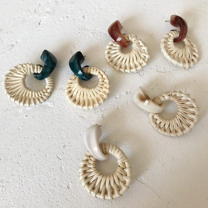 Acrylic Resin Earrings Bamboo Rattan Vintage Earrings Jewelry