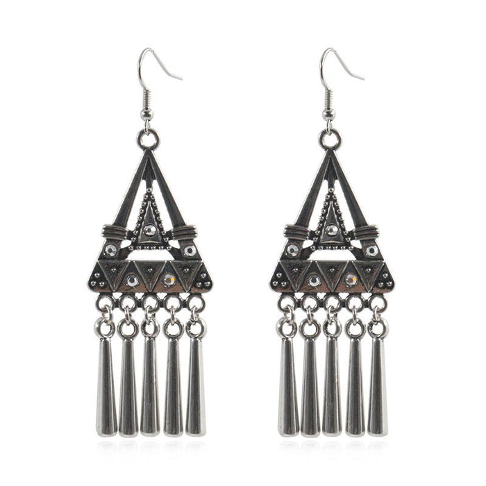 Women's Bohemian Ethnic Silver Peacock Flower Leaf Earrings