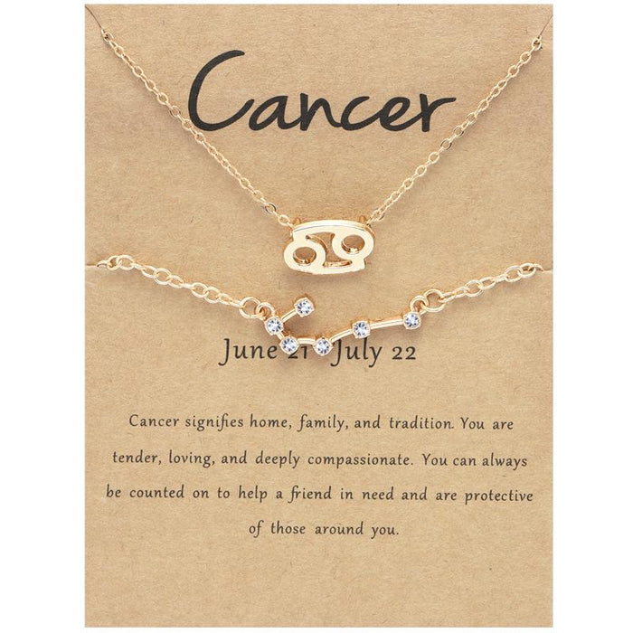 Twelve Constellations Necklace Diamond Bracelet Card Set
