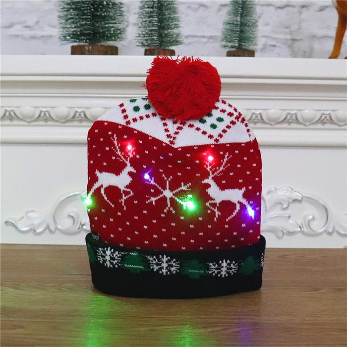 Christmas Decorations Adult Children's Luminous Knitted Hat