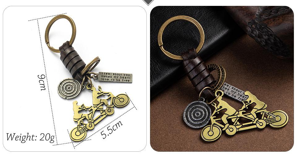 Vintage punk style leather metal key chain creative small gift hand woven car key chain pendant