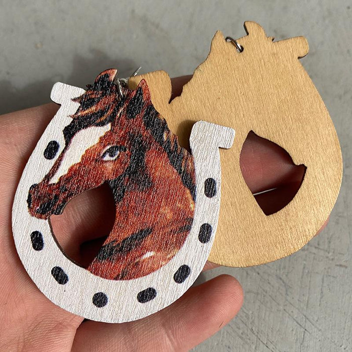 Creative Sunflower Cactus Women's Wooden Earrings