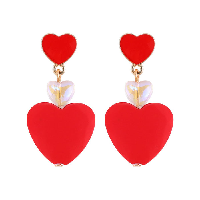 New Red Love Pendant Earrings