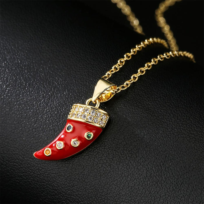Fashion Personality Dripping Horn Pendant Gold Color Necklace
