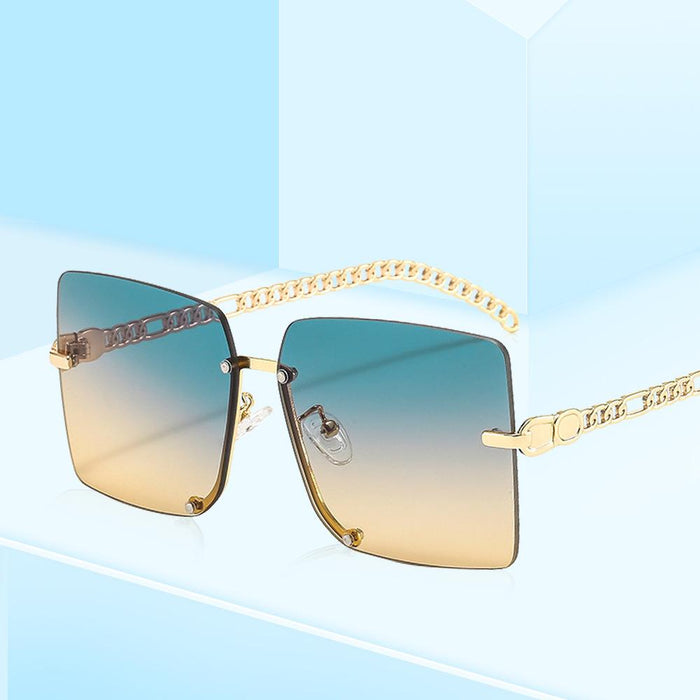Sunglasses Women's square metal half frame sunglasses