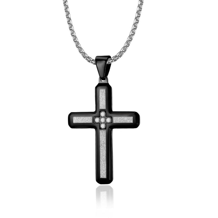 Men's Fashion Emery Cross Stainless Steel Pendant Necklace