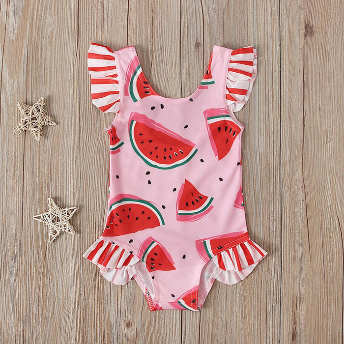 Girls Summer Printed Triangle Swimsuit One-piece Swimsuit