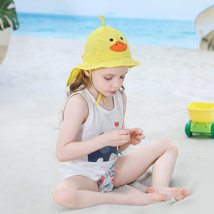 Cartoon Little Yellow Duck Outdoor Sunscreen Thin Children's Shawl Hat