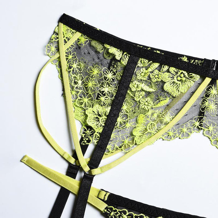 Women's Embroidered Underwire Lingerie Sexy Lace Underwear