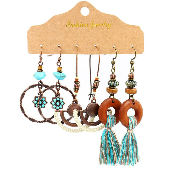 3 pairs/set Earrings Bohemian Style Jewelry X0X36193