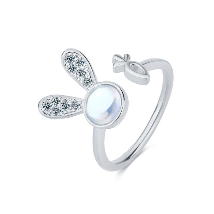 Creative Personality Bunny Zircon Open Ring