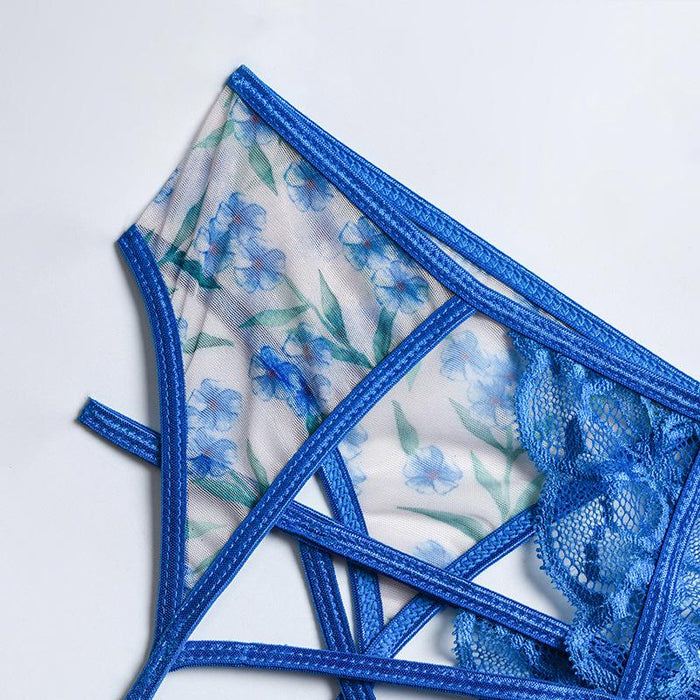 Women's Mesh Floral Stitching Underwear Sexy Lingerie Set