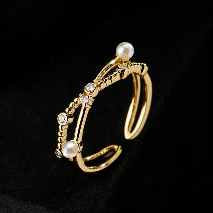 Stylish Simple Micro Set Zircon Geometric Open Ring