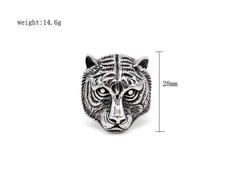 Personalized Tiger Head Men's Titanium Steel Ring Animal Ring