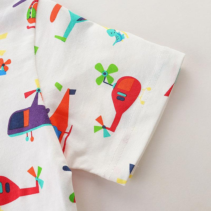Knitted cotton children's short sleeve T-shirt cartoon round neck printed children's T-shirt