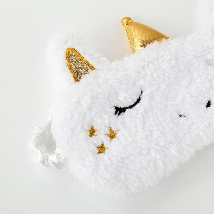 Gold n Silver Nose Unicorn Plush Blackout Sleeping Eye Mask