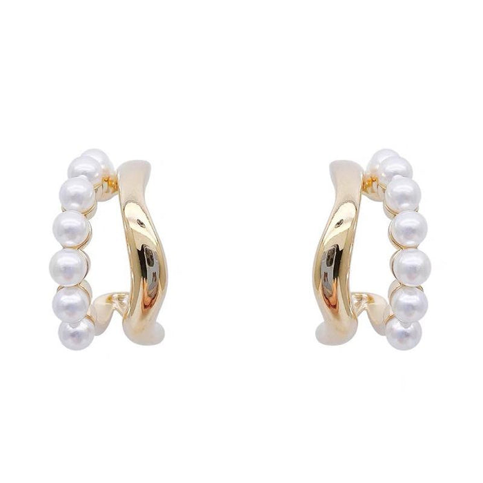 Pearl Double Wave Earrings