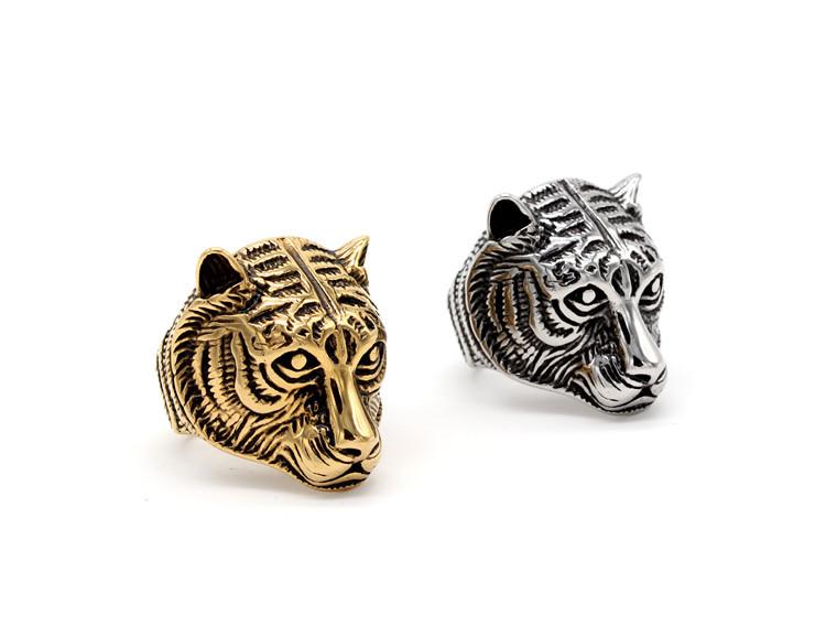 Personalized Tiger Head Men's Titanium Steel Ring Animal Ring