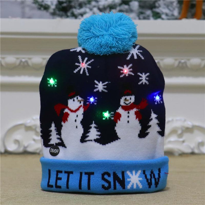 Christmas Decorations Adult Children's Luminous Knitted Hat