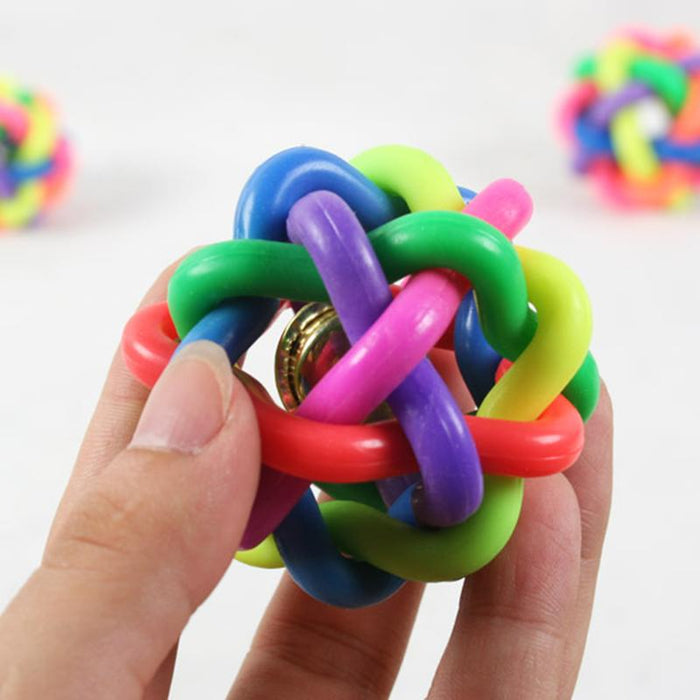 Large diameter about 9.5cm colorful rainbow pet kring ball dog toy