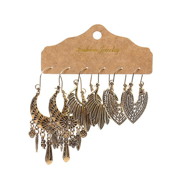 3 pairs/set Earrings Bohemian Style Jewelry X0X36212