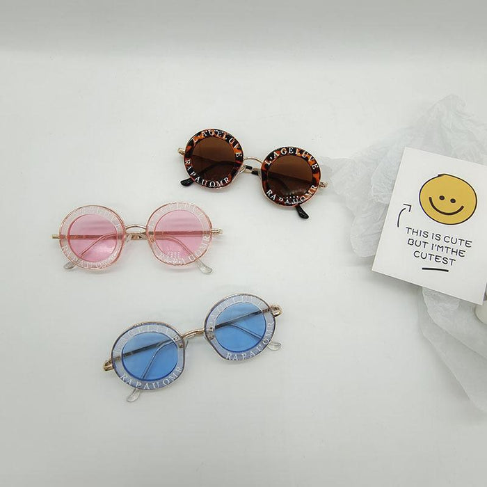 Children's Fashion Letter Metal Round Frame Sunglasses