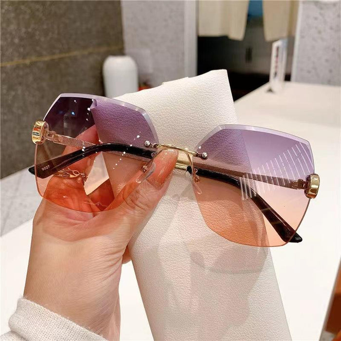 Ocean slice trimming Sunglasses diamond frameless shake