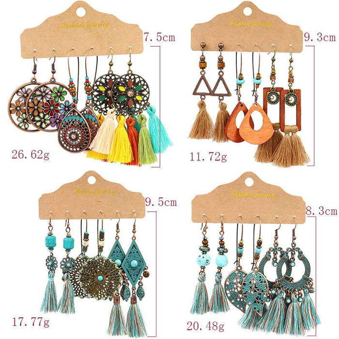 3 pairs/set Earrings Bohemian Style Jewelry X0X36216